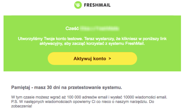 Przykład maila transakcyjnego z systemu FreshMail
