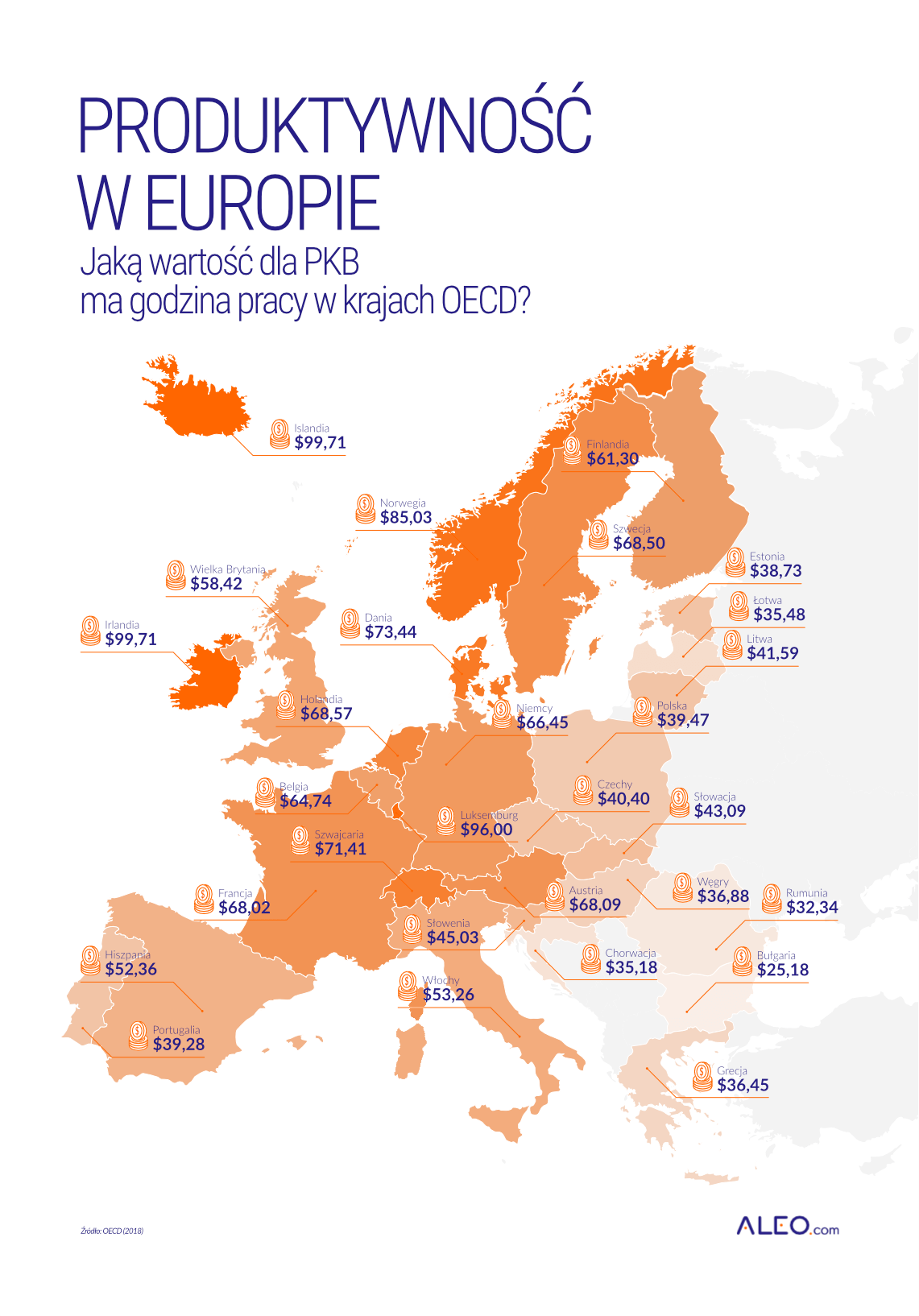 Mapa - Produktywność w Europie
